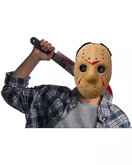 Jason Voorhees Half Mask And Machete Kit - Friday The 13th 1 Jason Voorhees Half Mask And Machete Kit - Friday The 13th