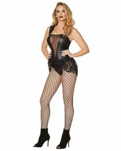 Adult Black Faux Leather And Lace Bodysuit 9 Adult Black Faux Leather And Lace Bodysuit -Cosplay Shop 01481183 c