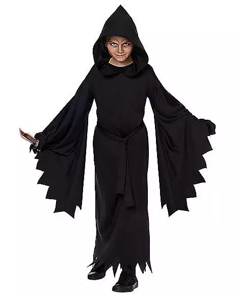 Kids Hooded Black Robe Costume 1 Kids Hooded Black Robe Costume